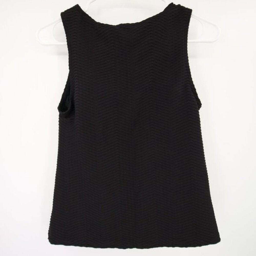 Lands End Tankini Top Size 4 Black Textured Sleeveless with Built-in Bra - Picture 7 of 7